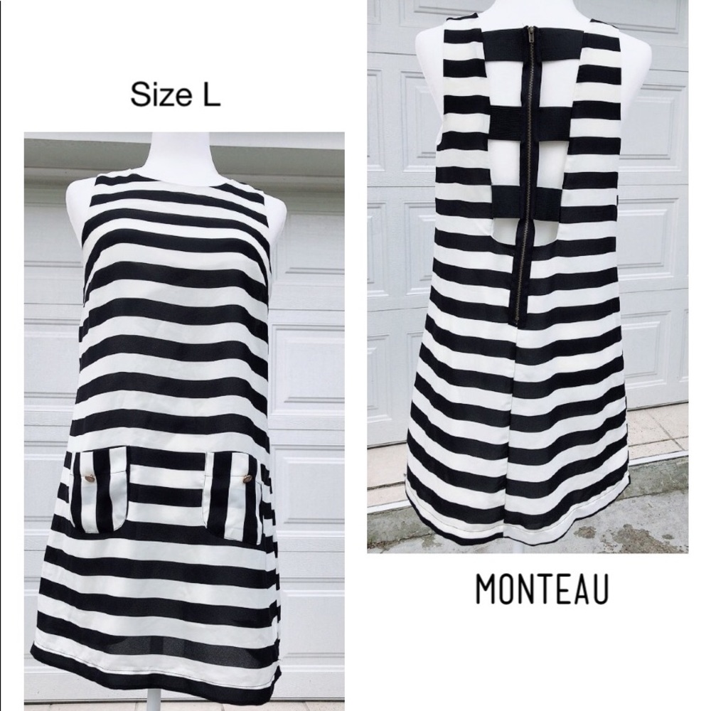Monteau Stripe cut-out back Dress